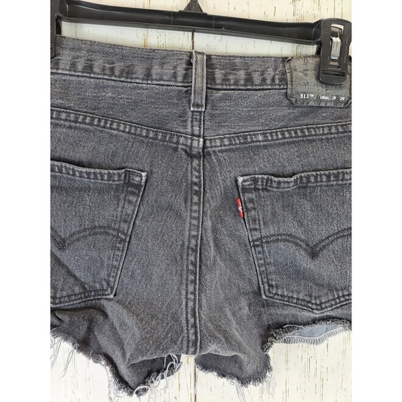 Levis Size 18 Womens Dark Wash Cut Off Jean Shorts - Picture 7 of 9